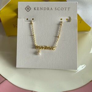 Kendra Scott Gold Mama Script Necklace with Pearl Accent